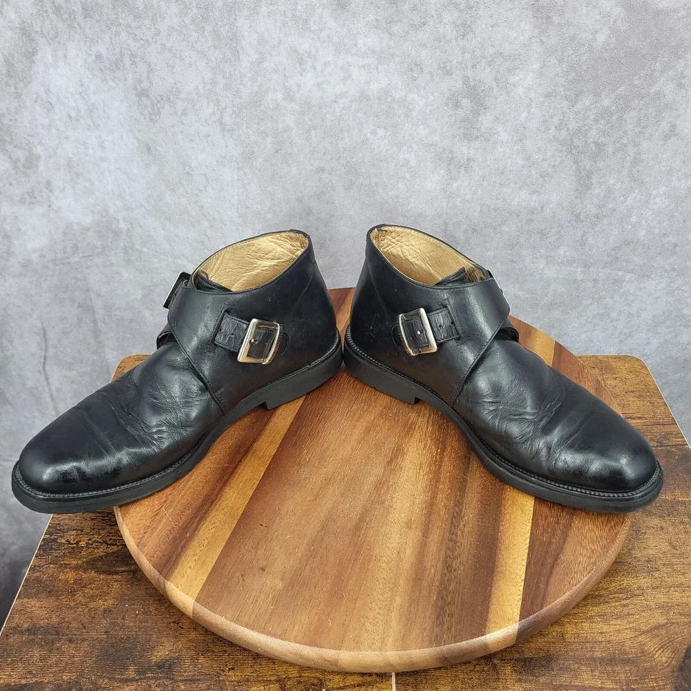 Kenneth Cole Boots Mens 7 Black Leather‎ Monk Strap Dress Shoes Italy Vtg 90s